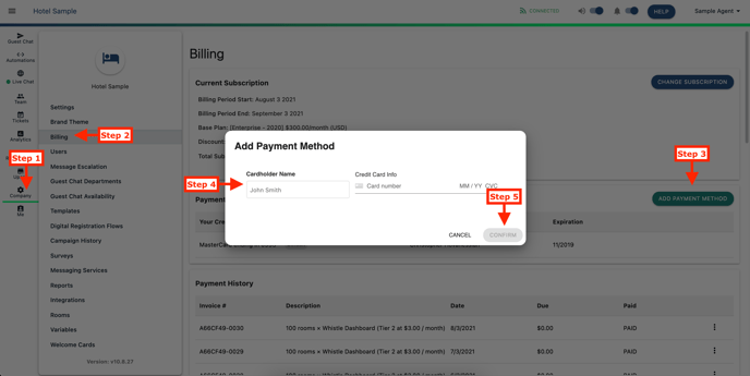 Add Payment Method Steps