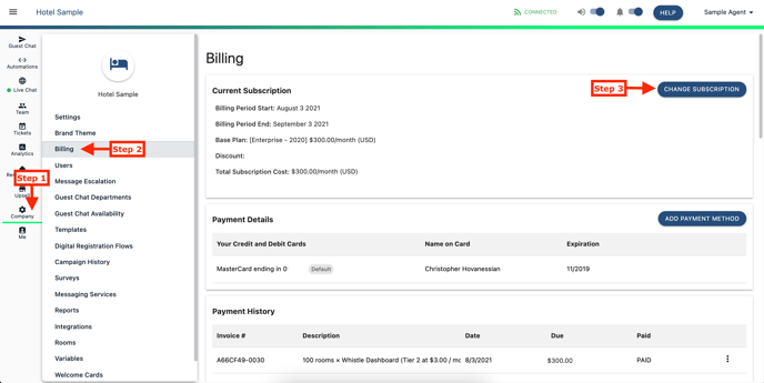 Billing Steps - Change Subscription