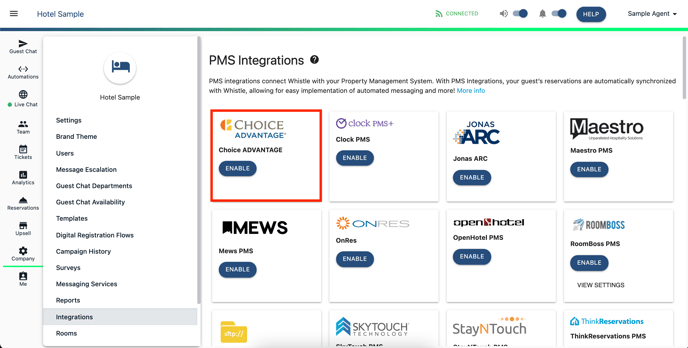 How To Integrate With ChoiceADVANTAGE Whistle Legacy How To Integrate With ChoiceADVANTAGE Whistle Legacy